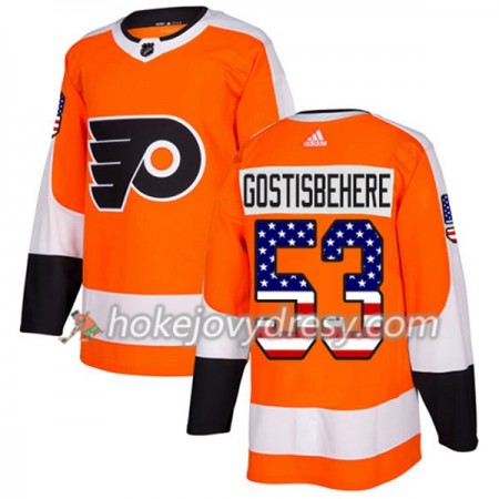 Pánské Hokejový Dres Philadelphia Flyers Shayne Gostisbehere 53 2017-2018 USA Flag Fashion Oranžová Adidas Authentic